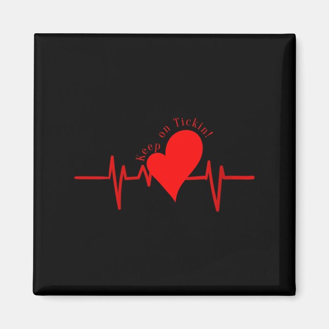 Womens Keep On Tickin! Ekg Heartbeat Cow Valve Hea Magnet (Framsidan)