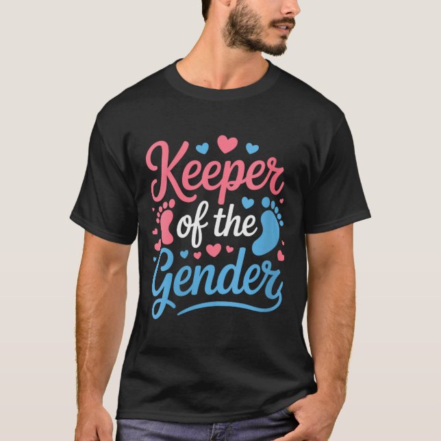Womens Keeper Of The Gender, Pregnancy Reveal Gend T Shirt (Framsida)