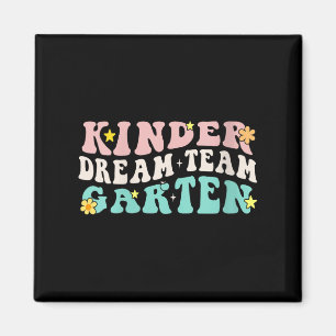 Womens Kindergarten Dream Team Retro Groovy Teache Magnet