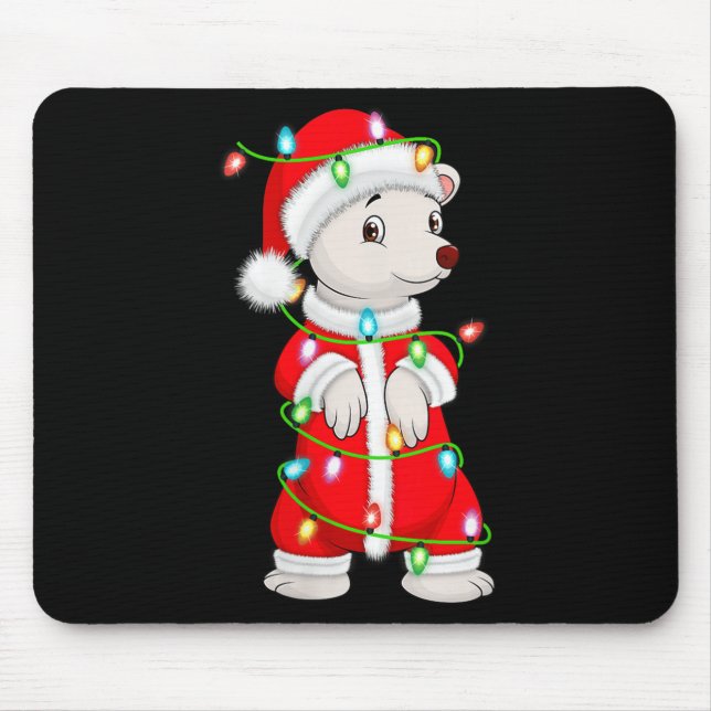 Womens Lar Bear Christmas Lights Santa Costume Cut Musmatta (Framsidan)