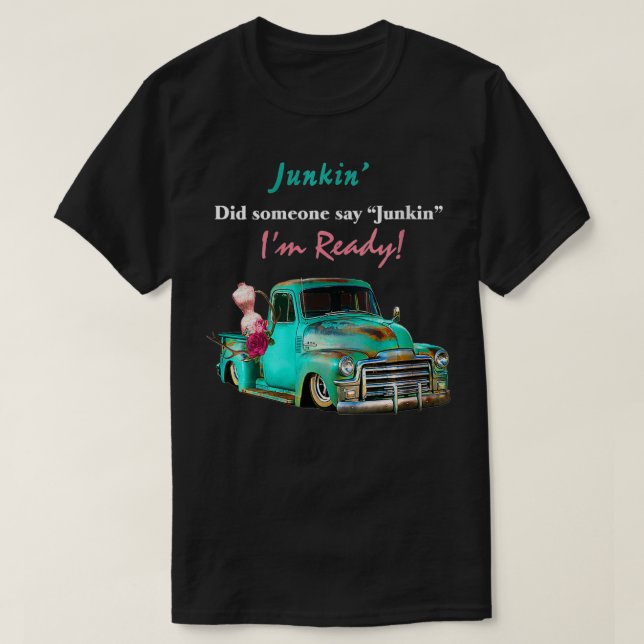 Womens Låt oss Go Junkin' VNeck T Shirt (Design framsida)