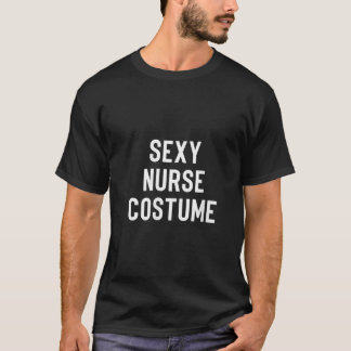 Womens Lazy Sexy Nurse Costume Halloween V Nacke T Shirt