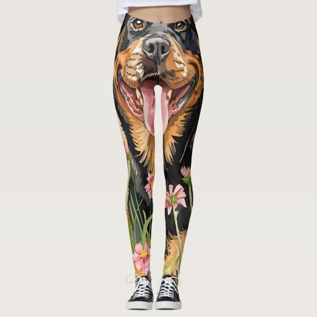 Women's Leggings – Rottweiler Dog Print (Framsida)