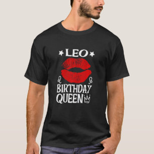 Womens Leo Birthday Queen Red Lipps T Shirt
