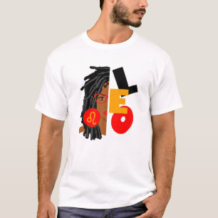 Womens Leo Girl Afro Locs Girl Zodiac Signs Birthd T Shirt