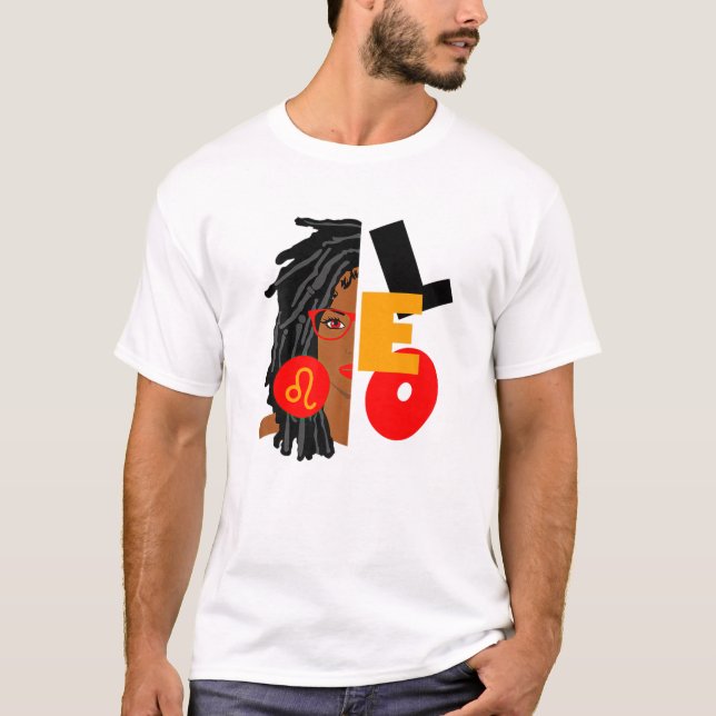 Womens Leo Girl Afro Locs Girl Zodiac Signs Birthd T Shirt (Framsida)