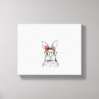 Womens Leopard Easter Bunny Rabbit V-Neck  Canvastryck