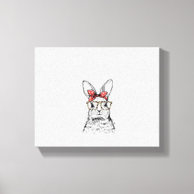 Womens Leopard Easter Bunny Rabbit V-Neck  Canvastryck (Framsida)