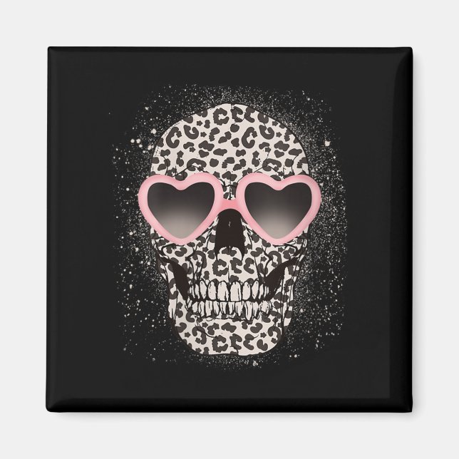 Womens Leopard Gothic Skull Coola Skeleton Cheetah Magnet (Framsidan)
