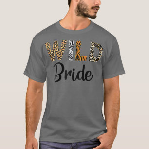 Womens Leopard Vild Bride Bestie Bride Bröllop Mat T Shirt