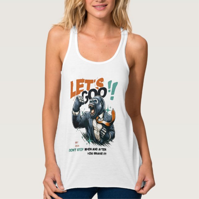 WOMEN'S LET'S GOO LESSONS LEARN TANK TOP  LINNE MED RACERBACK  (Framsida)