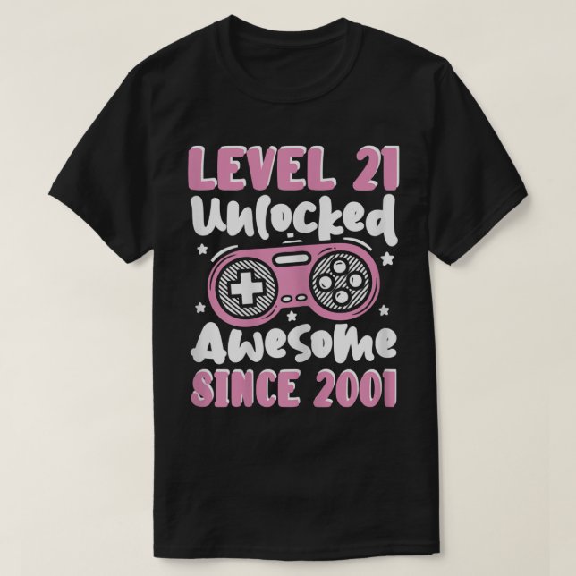 Womens Level 21 Unlocked Awesome 2001 21th Birthda T Shirt (Design framsida)