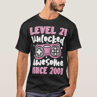 Womens Level 21 Unlocked Awesome 2001 21th Birthda T Shirt