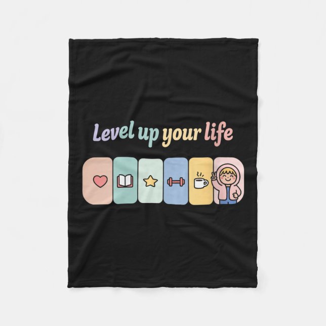Womens Level Up Your Life Progress Bar Gamer Motiv Fleecefilt (Framsidan)