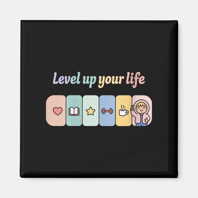Womens Level Up Your Life Progress Bar Gamer Motiv Magnet (Framsidan)