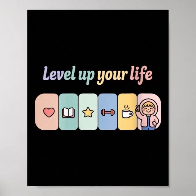 Womens Level Up Your Life Progress Bar Gamer Motiv Poster (Framsidan)