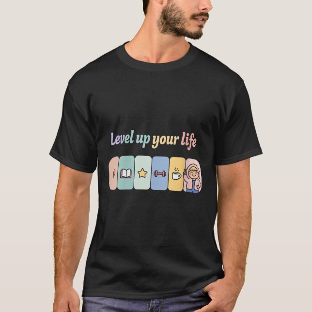 Womens Level Up Your Life Progress Bar Gamer Motiv T Shirt (Framsida)
