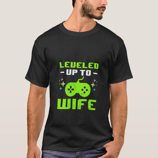 Womens Leveled Up To Wife New Bride Gaming Gamer M T Shirt (Framsida)