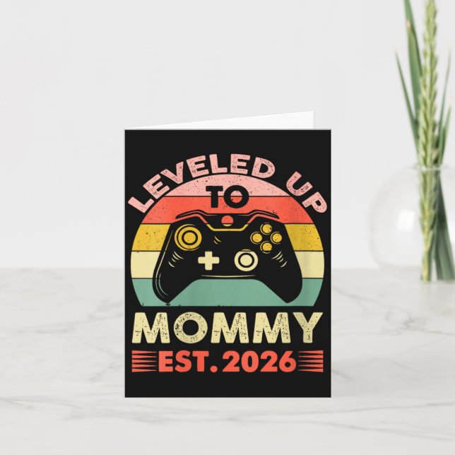 Womens Leveling Up To Mommy 2026 First Time Mom 20 Kort (Framsida)