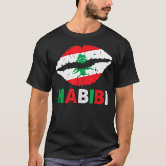 Womens Libanon Habibi som säger Läppar Libanon Fla T Shirt