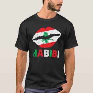 Womens Libanon Habibi som säger Läppar Libanon Fla T Shirt
