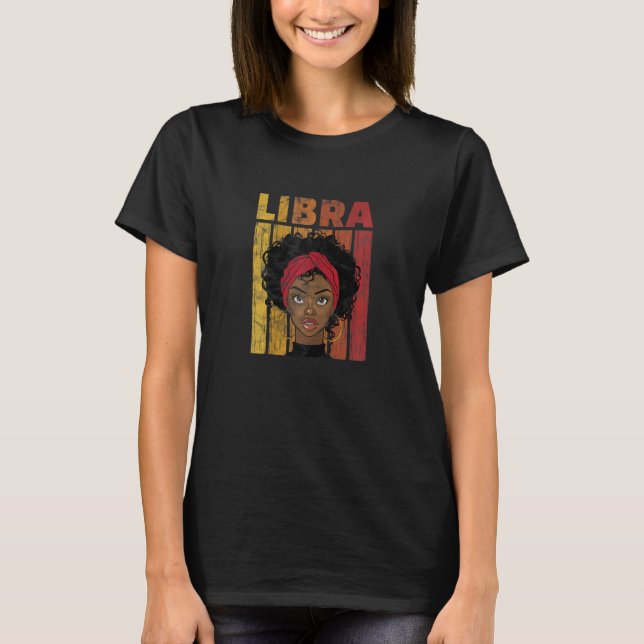 Womens Libra Black Woman African American Zodiac H T Shirt (Framsida)