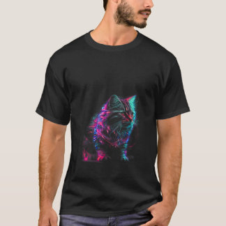 Womens Light Ghost Cat V Nacke T Shirt