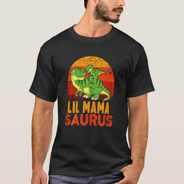 Womens Lil Mamasaurus Rex Dinosaur Mors dag Fam T Shirt (Framsida)