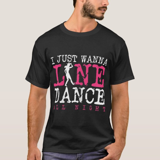 Womens Line Dance Kärlek Dancing Cowboy Cowgirl Co T Shirt (Framsida)