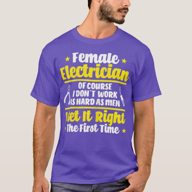 Womens Lineman Female Electrician T Shirt (Framsida)