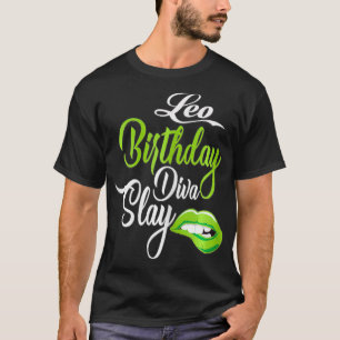 Womens LIp Print Graphic Leo Girl Birthday Diva Sl T Shirt