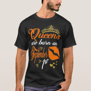Womens Lip Print Print Queens are Born on Septembe T Shirt