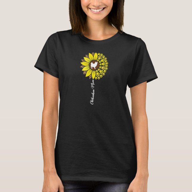 Womens Long Haired Hair Chihuahua Mom Sunflower Ch T Shirt (Framsida)
