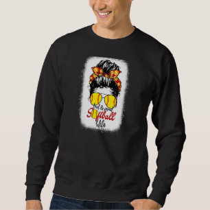 Womens Loud & Proud Softball Wife Messy Bun Leopar Lång Ärmad Tröja