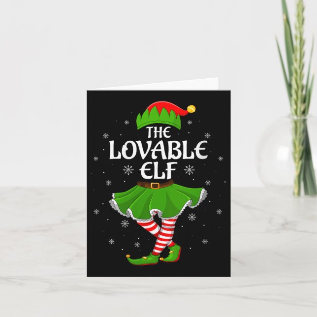 Womens Lovable Elf Christmas Family Girls Women El Kort (Framsida)