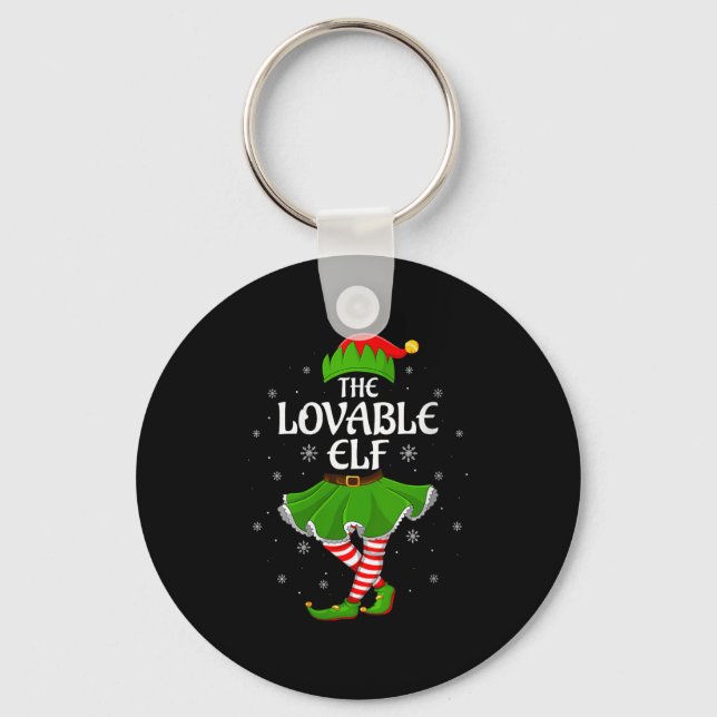 Womens Lovable Elf Christmas Family Girls Women El Nyckelring (Framsida)