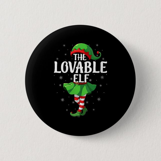 Womens Lovable Elf Christmas Girls Women Elf Squad Knapp (Framsida)