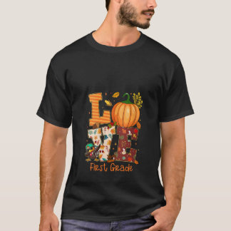 Womens Love First Grade Teacher Turkey Thanksgivin T Shirt