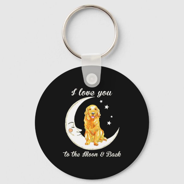 Womens Love Golden Retriever To The Moon And Back  Nyckelring (Framsida)