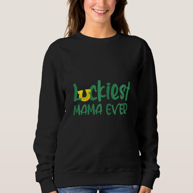 Womens Luckiest Mamma nånsin Shamrocks Lucky Mor S T Shirt (Framsida)