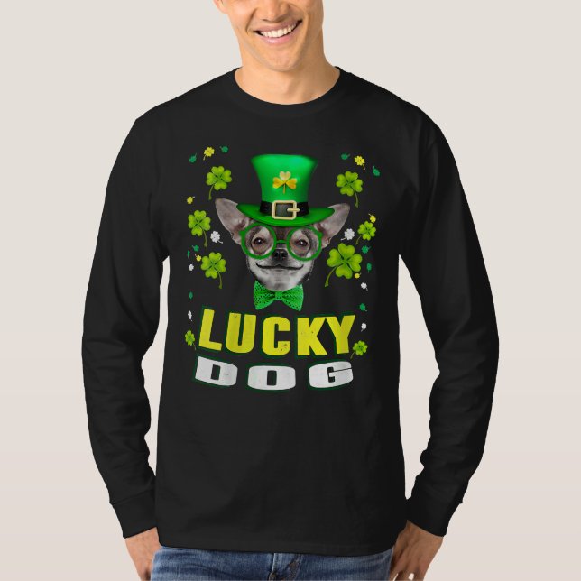 Womens Lucky Hund Chihuahua Leprechaun Hat Funny S T Shirt (Framsida)