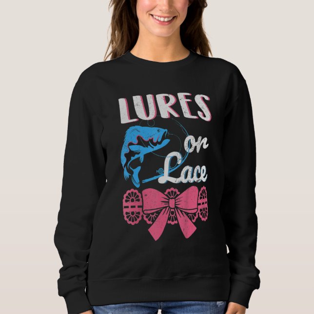 Womens Lure Or Lace Pregnancy Gender Reveal Fishin T Shirt (Framsida)