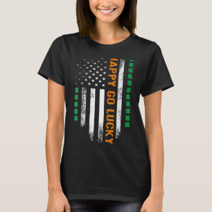 Womens Lycklig Go Lucky St patrick's day Shamrock T Shirt