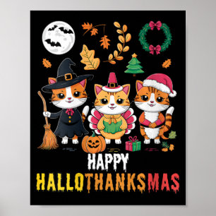 Womens Lycklig Hallothanksmas Thanksgiving Hallowe Poster