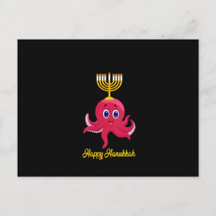 Womens Lycklig Hanukkah Menorah Octopus Älskare Fu Vykort