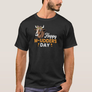Womens Lycklig M Udders Day Mors dag Cow Heifer T Shirt