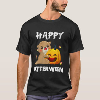 Womens Lycklig Otterween Pumpkin Otter Halloween O T Shirt