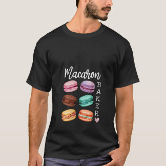 Womens Macaron Baker a Fransk Candy Dessert Älskar T Shirt