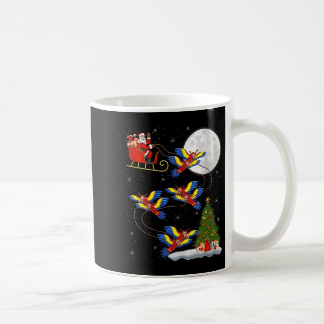 Womens Macaw Parrots Santa Sleigh Flying Funny Mag Kaffemugg (Höger)