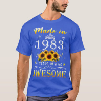 Womens Made In 1983 Sunflower 39th Bday 39 Years O T Shirt